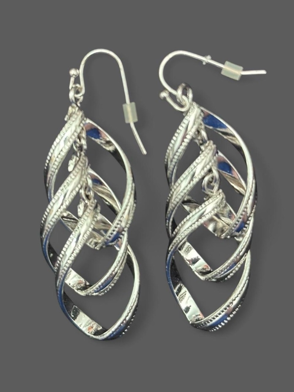 Silver Twisted Dangle Earrings - Women